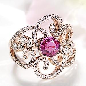 K18PG ゴールド ダイヤモンド ダイヤ 指輪 リング フラワー 花 カラー  