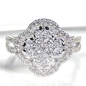 pt900 プラチナ ダイヤモンド ダイヤ 指輪 リング フラワー 花 SI