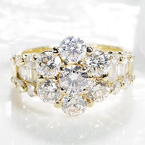K18YG/PG ゴールド ダイヤモンド ダイヤ 指輪 リング SIクラス 大粒 豪華 3.00ct...