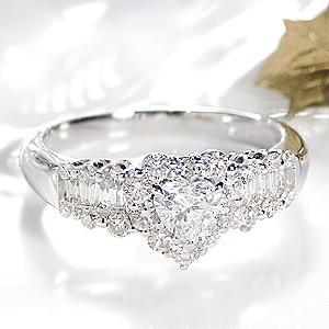 pt900 プラチナ ダイヤモンド ダイヤ 指輪 リング ハートカット 大粒 希少 ハート 0.80...