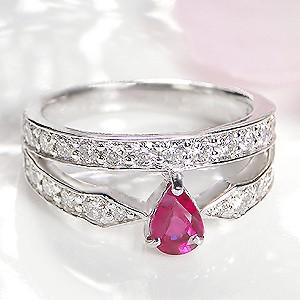 pt900 プラチナ ダイヤモンド ダイヤ 指輪 リング ペアシェイプ 二連  