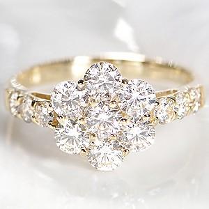 k18 リング　指輪　ダイヤモンド　お花 楽天市場】K18YG/PG【0.6ctUP】ダイヤモンド フラワー V字