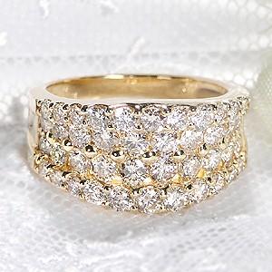 K18YG/PG ゴールド ダイヤモンド ダイヤ 指輪 リング 2.0ct 2カラット 豪華 4列 エタニティ SIクラス Gカラー GOODカット 18k 18金 FYR0368