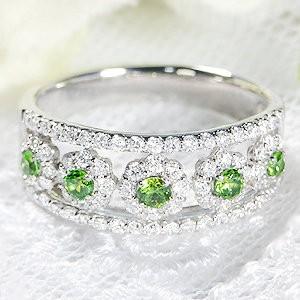 本物 Pt900 天然 デマントイドガーネット ダイヤ リング