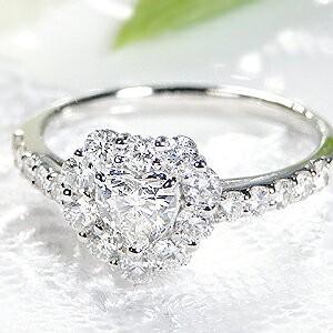 ダイヤモンド リング ハートカット プラチナ 指輪 ダイヤ 1.10ct 1カラット pt900 ハ...