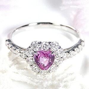 ピンクサファイア ダイヤモンド リング 指輪 ハートカット サファイア
