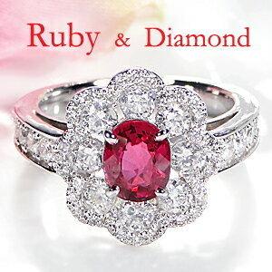 Pt900 ルビー ダイヤモンド リング 豪華 人気 ゴールド 人気 1ct