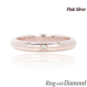 ピンク シルバー リング 3mm レディース メンズ 指輪 ダイヤモンド 埋