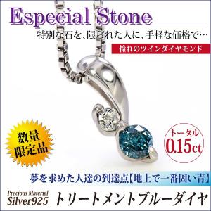 ブルー ダイヤモンド シルバー925 レディース メンズ SV925 ダイヤ ツインダイヤ ペンダント トップ ネックレス 4月のスペシャル 誕生石 チェーン 送料 無料 ネ｜j-fourm