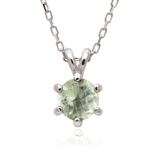 グリーンアメジスト ネックレス ペンダント トップ プラシオライト プラチナ pt900 5mm シ...