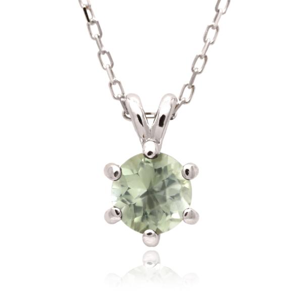 グリーンアメジスト ネックレス ペンダント トップ プラシオライト K10 ホワイトゴールド WG ...