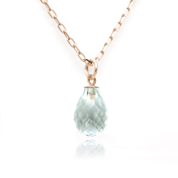 アクアマリン 3月 誕生石 ネックレス K10 ピンクゴールド PG ブリオレットカット ペンダント...