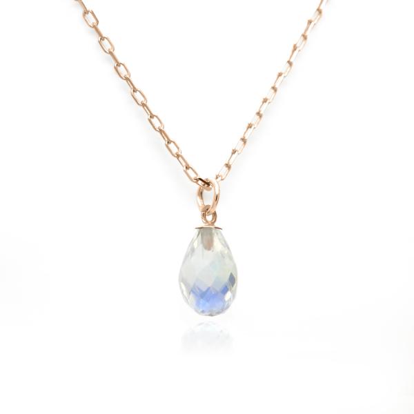 ブルームーンストーン 6月 誕生石 ネックレス K10 ピンクゴールド PG ブリオレットカット ペ...