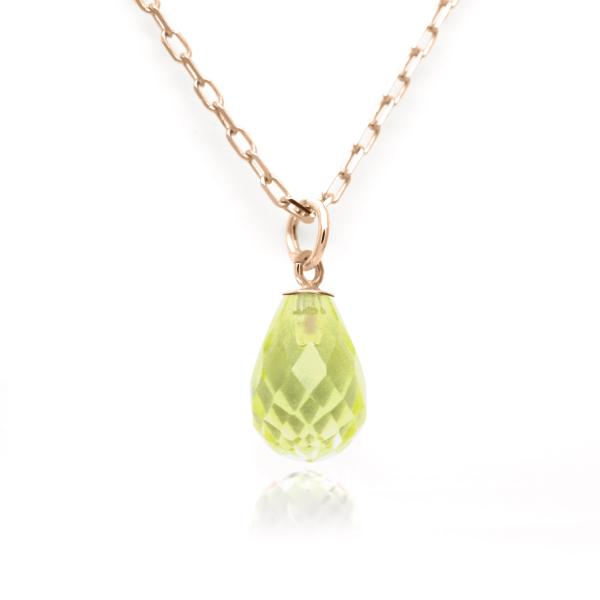 ペリドット 8月 誕生石 ネックレス K10 ピンクゴールド PG ブリオレットカット ペンダントト...