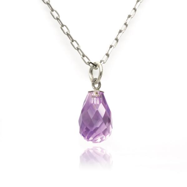 アメジスト 2月 誕生石 ネックレス プラチナ900 Pt900 ブリオレットカット ペンダントトッ...