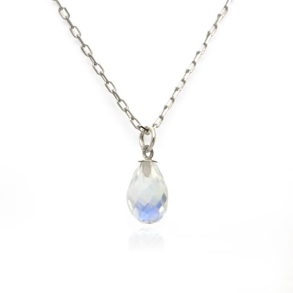 ブルームーンストーン 6月 誕生石 ネックレス プラチナ900 Pt900 ブリオレットカット ペン...