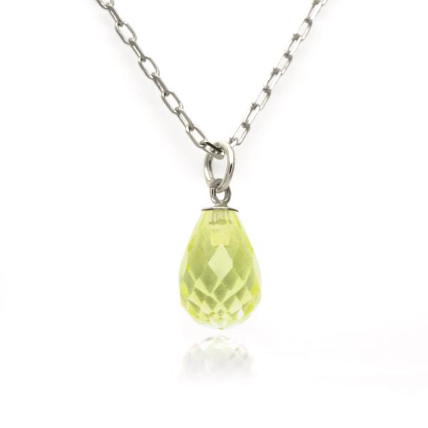 ペリドット 8月 誕生石 ネックレス プラチナ900 Pt900 ブリオレットカット ペンダントトッ...