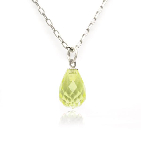 ペリドット 8月 誕生石 ネックレス K10 ホワイトゴールド WG ブリオレットカット ペンダント...