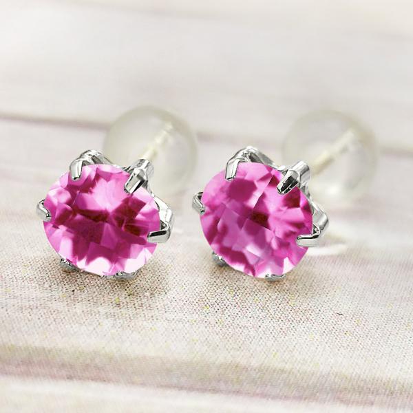 ピンクトパーズ ピアス 薄型6本爪 5mm プラチナ900 Pt900 11月 誕生石 クリスマス ...