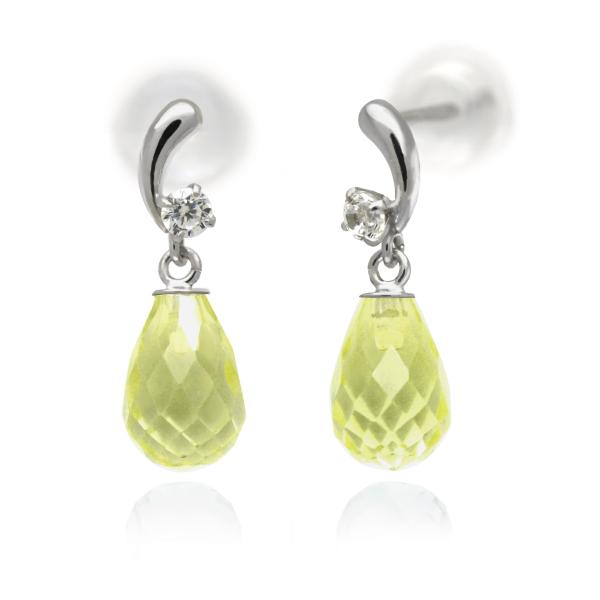 ペリドット ピアス ブリオレットカット スイング ティアドロップ プラチナ900 Pt900 両耳用...