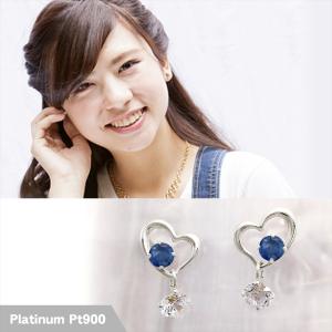 プラチナ サファイア ピアス フック レディース メンズ 9月 誕生石 両