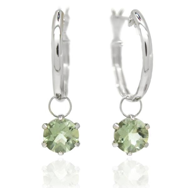 グリーンアメジスト プラシオライト ピアス プラチナ pt900 5mm レディース メンズ  チャ...