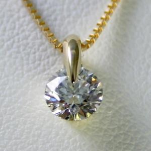 ダイヤモンド ネックレス K18 一粒 0.4カラット 鑑定書付 0.42ct D