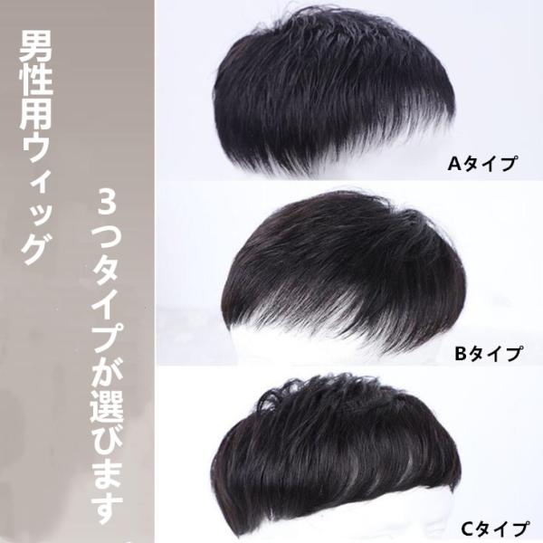 男性用ウィッグ ショート ヘアピース メンズウィッグ 人毛100％ 医療用 黒 短い 通気性 トップ...