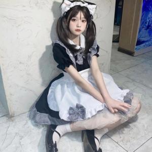 メイド服 チェック柄 メイド 6点セット ワン...の詳細画像3