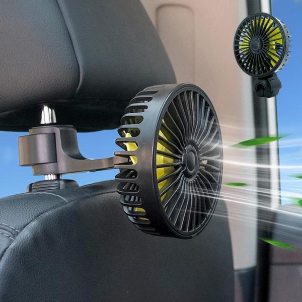 車載扇風機 おしゃれ USB 小型 強力 後部座席 車内用 ファン サーキュレーター 角度調整 3段...