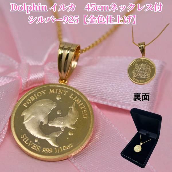 イルカ ドルフィン Dolphin コイン シルバー 1/10オンス ネックレス チェーン付 POB...