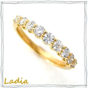 K18金ゴールド　パヴェ1ctリング 14号⭐︎成人式おめでとう♪割引き！ ダイヤモンド リング パヴェ K18 イエローゴールド 0.5ct : Ladia