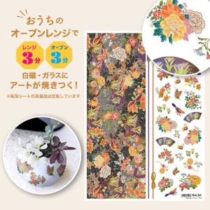 2個まで追跡メール便対応可能　自宅で簡単に焼き付けできる転写紙　Oven Ink（オーブンインク）　和扇華紋（藍墨）　A4(210×297mm）　1枚　｜j-o-a-t