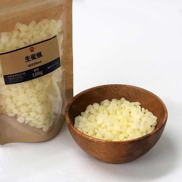 ≪山桂産業≫生蜜蝋　ナマミツロウ（ビーズワックス　Bees Wax）　粒状 100g　生ミツロウ