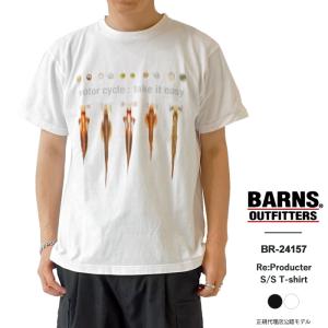 バーンズ アウトフィッターズ Tシャツ メンズ Barns Outfitters RE:PRO SS PT TEE BR-24157 半袖 クルーネック ビンテージ加工 プリント (ゆうパケット対象)｜j-piaplus