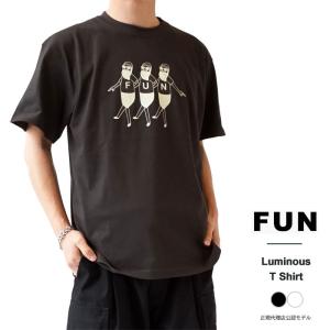 ファン Tシャツ メンズ FUN modem design Luminous FUN F-23100561 クルーネック 半袖 ojisan蓄光プリント (ゆうパケット対象)｜j-piaplus