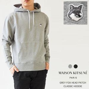 MAISON KITSUNE メゾンキツネ スウェット パーカー プルオーバー 長袖 メンズ レディース GREY FOX HEAD PATCH CLASSIC HOODIE (GU00335KM0002)｜j-piaplus