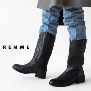 レメ ブーツ レディース REMME WESTERN BOOTS エスタンブーツ レザーブーツ 本革 レザー 刺繍 ミドル丈 ZH-GUADA≪★返品交換対象外≫｜j-piaplus