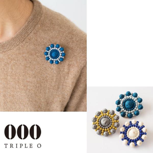 000 TRIPLE O トリプル オゥ ブローチ レディース ぺブルハナビ 花火型 円形 刺繍 キ...