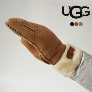 アグ UGG 手袋 レディース 暖かい シープスキン 革 ファー ターンカフ グローブ 本革 羊革 折り返し 防寒 裏ボア  W TURN CUFF GLOVE (17369)｜j-piaplus