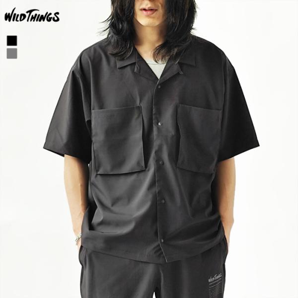ワイルドシングス WILD THINGS シャツ オープン シャツ メンズ ストレッチ ナイロン ミ...