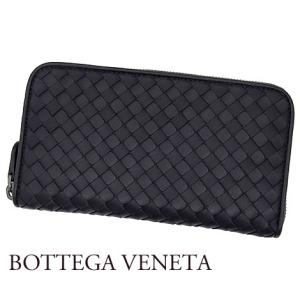 BOTTEGA VENETA 　ボッテガヴェネタ　114076 V001N 4014　イントレチャート　ラウンドファスナー長財布　ラムスキン　TOURMALINE　ネイビー