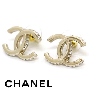 CHANEL シャネル ABB798 B14187 NR682 ピアス 両耳用 CCマーク ココマーク ラインストーン レディース 女性用 シャンパンゴールド 新品 箱付