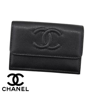 CHANEL シャネル AP4655 B20633 94305 キャビアスキン 三つ折り財布 スモールウォレット ブラック×ゴールド金具 新品 ギフト 箱付