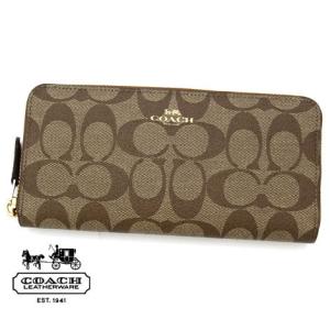 COACH アウトレット F59267 IMBDX コーチ シグネチャー PVC スリム アコーディオン ジップ 小銭入れ付 長財布 カーキ サドル 新品｜j-sekine2nd