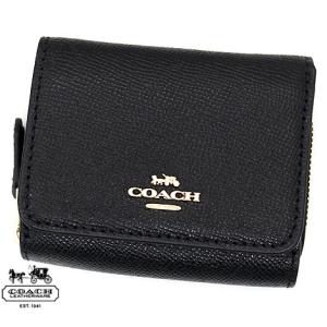 COACH　アウトレット　コーチ F37968 IMBLK　クロスグレーン レザー スモール トライフォールド ウォレット 三つ折り財布 ミニ財布 ブラック｜j-sekine2nd