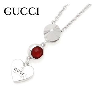 GUCCI グッチ 325871 08241 8166 レッドクリスタル トレードマーク ハート ネックレス ペンダント アクセサリー スターリングシルバー レディース 新品｜j-sekine2nd