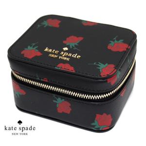 kate spade ケイトスペード KE812 001 Madison Rose ジュエリーケース アクセサリーボックス レザー ブラック×ローズ フラワープリント 新品　ギフト｜j-sekine2nd