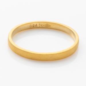 純金 リング 徳力本店 厚み1.6mm 幅5mm K24 般若心経入縁起物