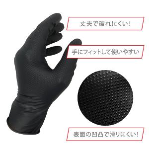 ニトリル手袋 厚手 黒 50枚入 使い捨て 強...の詳細画像1